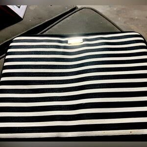 Kate Spade 13” Padded Laptop Case Black and White Stripe.NWOT